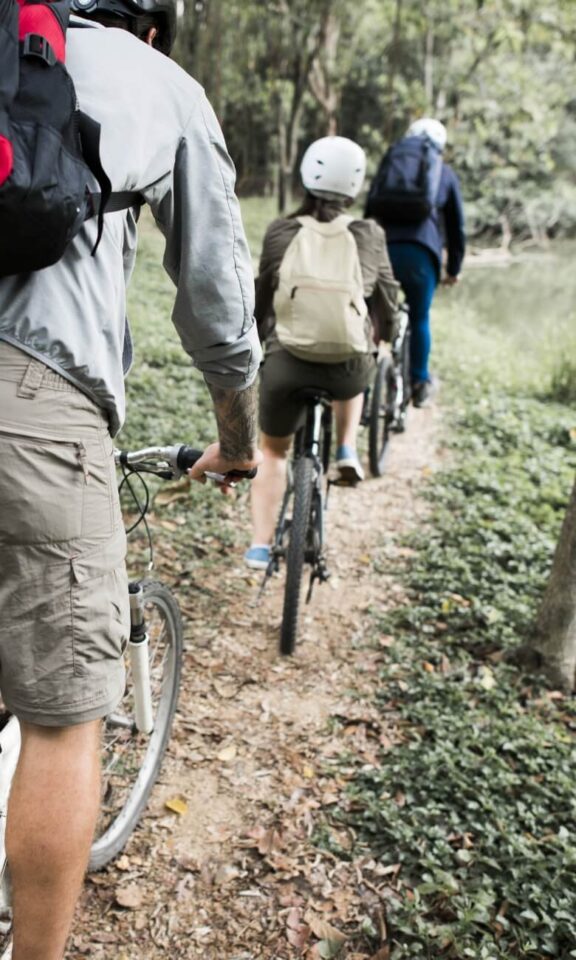 sportgardena-group-friends-ride-mountain-bike-forest-together-mobile